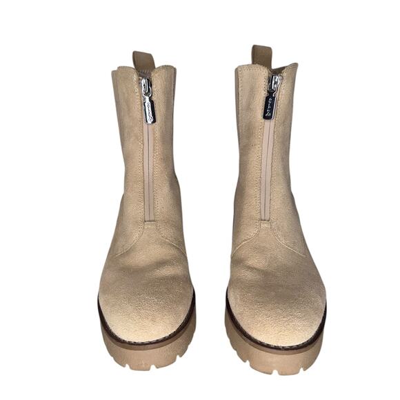 NWOB Blondo Demaria Waterproof Beige Suede Zip Front Boots Lug Sole Size 7.5 - Picture 5 of 12